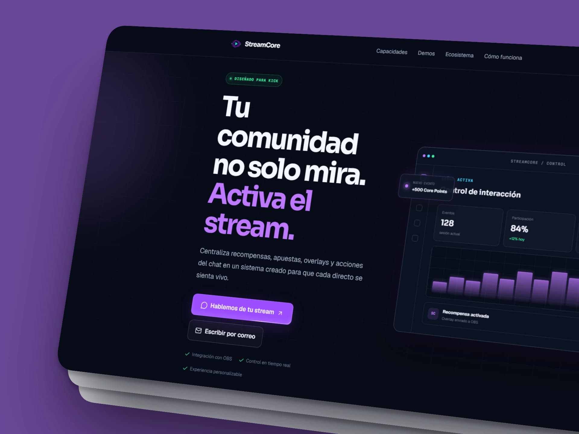 Captura del proyecto StreamCore