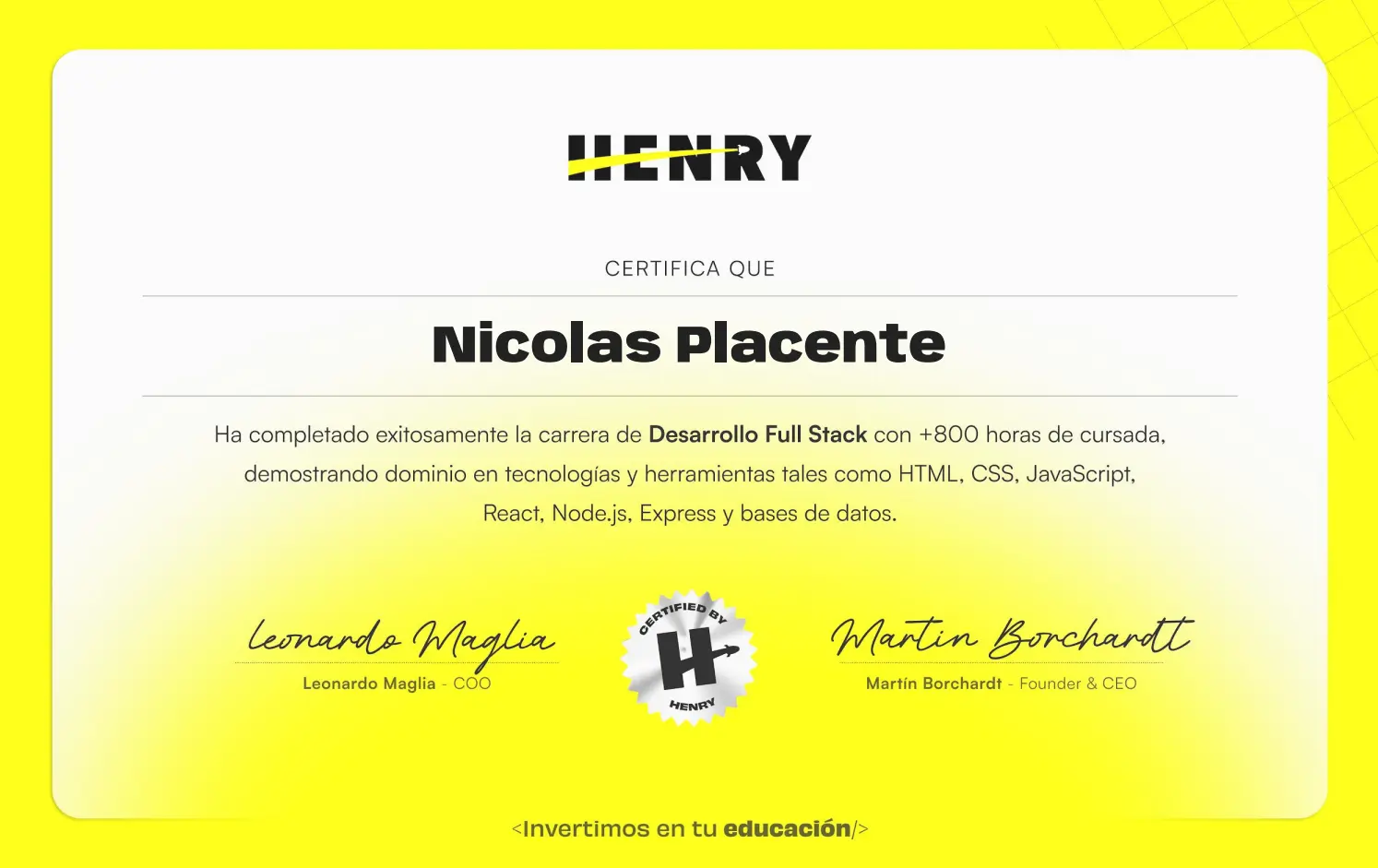 Certificado de Graduación